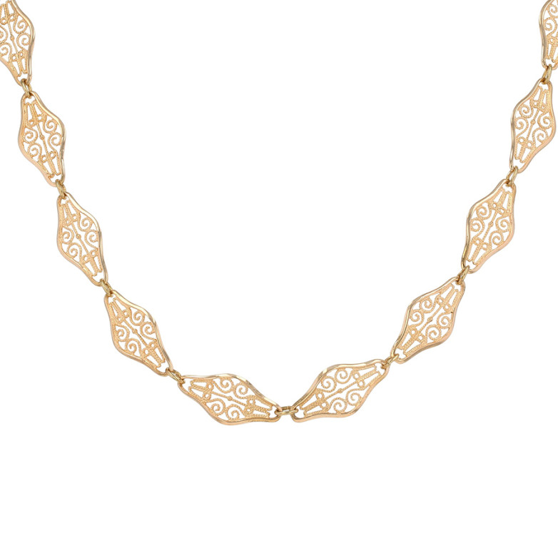 Collier vintage maille filigrane or jaune 14.35g Comme neuf -  reconditionné disponible sur Gemme Les Bijoux